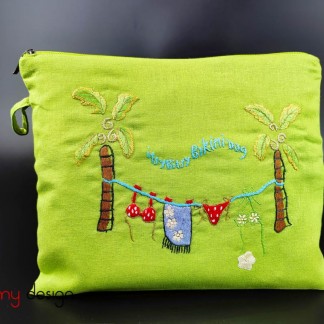 Wet laundry bag with coconut tree embroidery